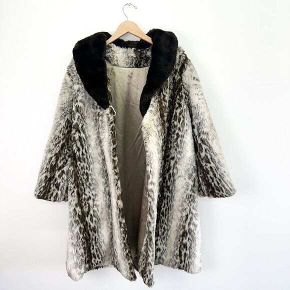Unbranded Faux Fur Persian Contrasting Oversized Collar Overcoat - Picture 2 of 15